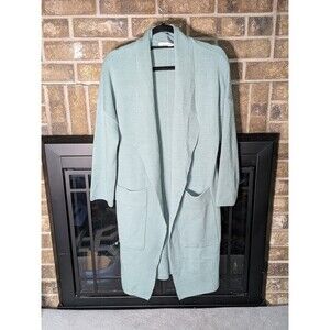 Anrabess Woman's L Viscose Duster Cardigan Light Teal Handmaid Wife Vibes, Soft